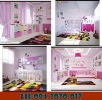 2 Giường tầng lùn Hello Kitty, giường tầng lùn Doremon, nội thất trẻ em giá rẻ