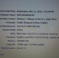 4 Asus K46CA/Core i3-3217U/ram  4 GB/ổ cứng 500 GB