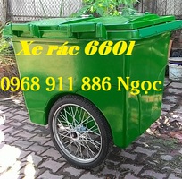 1 Xe rác công nghiệp, xe đẩy rác ,xe rác 660l, xe rác 3 bánh đúc đặc