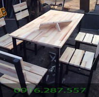 10 Đóng bàn ghế khung sắt mặt gỗ giá rẻ Đà Nẵng
