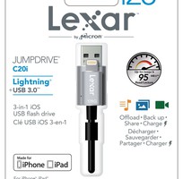 3 USB Lexar JumpDrive C20i cho iPhone, iPad kiêm cáp Lightning, mở rộng bộ nhớ cho iPhone, iPad