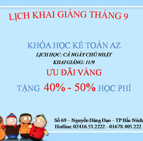 Thông báo lịch khai giảng kế toán AZ