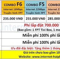 6 Miễn phí lắp đặt combo internet cáp quang 22Mbps và truyền hình FPT chỉ có 255k