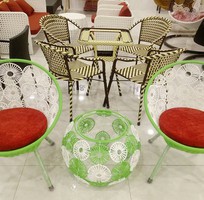 Ghế ban công mây nhựa, ghế ngồi thư giãn đọc sách nhỏ gọn xinh xắn ấn tượng