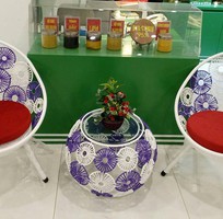 1 Ghế ban công mây nhựa, ghế ngồi thư giãn đọc sách nhỏ gọn xinh xắn ấn tượng