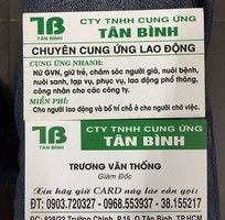 Công ty TNHH cung ứng lao động TÂN BÌNH chuyên cung cấp gíup việc nhà, giữ em bé, chăm bệnh,nuôi sanh,tạp vụ......