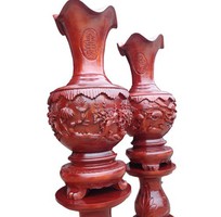 Lục Bình Kiểu Củ Tỏi Gỗ Xà Cừ