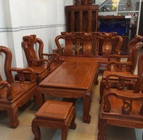 6 Bộ bàn ghế trạm khắc Minh quốc đào gỗ gõ đỏ cột 10 và cột 12