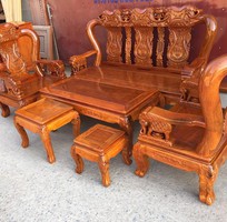 Bộ bàn ghế trạm voi gỗ lim tay 10 và tay 12