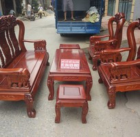 1 Bộ bàn ghế trạm voi gỗ lim tay 10 và tay 12