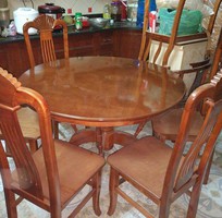 1 ​Bộ Bàn Ghế Ăn   Gỗ Trẹo   Loại bàn xoay kính