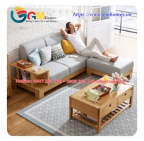 15 Sofa gỗ sồi kết hợp nệm mút D40 cao cấp, đẹp, mới nhất 2022