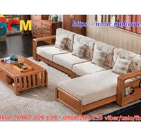 16 Sofa gỗ sồi kết hợp nệm mút D40 cao cấp, đẹp, mới nhất 2022