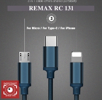 2 Cáp sạc 3IN1 Remax RC131M  Lightning/Micro USB/TYPE C