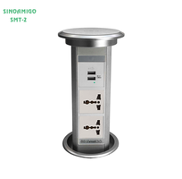 Ổ cắm âm bàn cao cấp Sinoamigo SMT-2 mở nắp cảm ứng, tích hợp công nghệ sạc điện thoại không dây