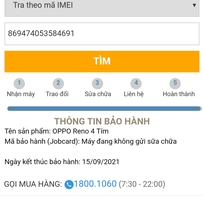 Oppo reno4 BH 11 tháng TGDD