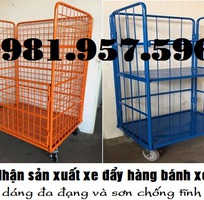 1 Lồng thép chứa hàng, xe đẩy hàng mắt lưới, lưới thép trữ hàng có bánh xe