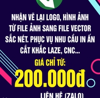 Nhận vẽ lại logo, hình ảnh từ file ảnh sang file vector sắc nét. Phục vụ nhu cầu in ấn cắt khắc laze