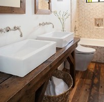 Trang trí nội thất gỗ cho không gian phòng tắm thêm mộc mạc và bình yên