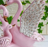 5 Tượng gia đình Thiên Nga cốt sứ hồng - sản phẩm trang trí nhà cửa độc đáo - quà tặng cao cấp