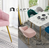 1 Ghế chân vàng nệm vải nhung nhiều màu dành cho phòng khách tại HCM CAPTA