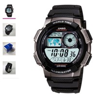 Đồng hồ Casio Men s World Time Digital Sport Watch, Black/Silver AE1000W-1BV 670ka