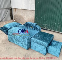 Bộ ghế massage nâng hạ điện bọc nỉ xanh QKA03