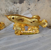 Cá rồng bằng đồng mạ vàng, vật phẩm Phong Thủy, bán tượng cá rồng