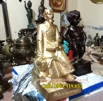 1 Tượng Chu Văn An bằng đồng vàng, mẫu tượng chu văn an cỡ nhỏ, tượng chu văn an cao 38cm