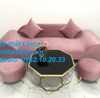 7 Bộ ghế sofa băng văng thuyền hồng hường cánh sen   Nội thất Linco HCM