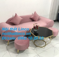 9 Bộ ghế sofa băng văng thuyền hồng hường cánh sen   Nội thất Linco HCM