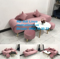 Bộ ghế sofa băng văng thuyền hồng hường cánh sen   Nội thất Linco HCM