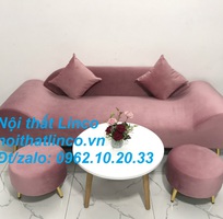 1 Bộ ghế sofa băng văng thuyền hồng hường cánh sen   Nội thất Linco HCM