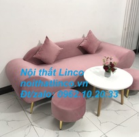 2 Bộ ghế sofa băng văng thuyền hồng hường cánh sen   Nội thất Linco HCM