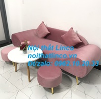 3 Bộ ghế sofa băng văng thuyền hồng hường cánh sen   Nội thất Linco HCM