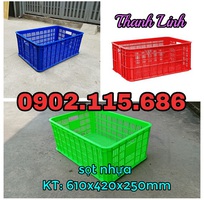 2 Sọt nhựa rỗng, sóng nhựa hở KT 610x420x250mm, sọt nhựa công nghiệp, sọt nhựa đựng rau quả, sọt nhựa