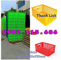 3 Sọt nhựa rỗng, sóng nhựa hở KT 610x420x250mm, sọt nhựa công nghiệp, sọt nhựa đựng rau quả, sọt nhựa