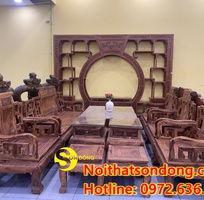 Bộ bàn ghế sơn thủy siêu vân 10 món chân 12 hoành tráng