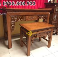 Bộ bàn thờ và bàn cúng triện hoa sen 1,76m SD104
