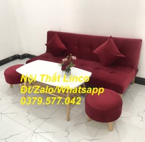 11 Bộ bàn ghế sofa bed giường màu đỏ đô nhung giá rẻ Kiên Giang