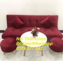 7 Bộ bàn ghế sofa bed giường màu đỏ đô nhung giá rẻ Kiên Giang