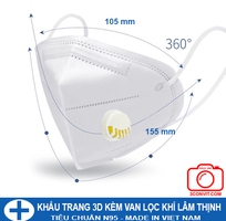 2 Hộp 10 khẩu trang 3D kèm van lọc khí Lâm Thịnh tiêu chuẩn N95