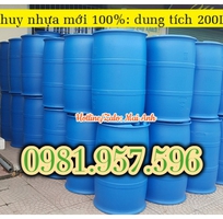 1 Phuy nhựa đã qua sử dụng, phuy nhựa 200L cũ, phuy nhựa nắp kín