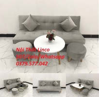 Bộ bàn ghế sofa bed giường xám ghi trắng nhung giá rẻ Nội Thất Linco Quảng Nam