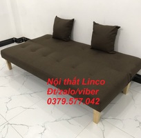 1 Trọn bộ sofa giường bed màu nâu vải bố giá rẻ Nội Thất Linco Bình Phước