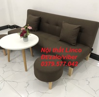 2 Trọn bộ sofa giường bed màu nâu vải bố giá rẻ Nội Thất Linco Bình Phước