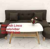 3 Trọn bộ sofa giường bed màu nâu vải bố giá rẻ Nội Thất Linco Bình Phước