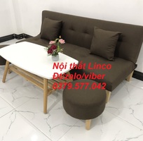 4 Trọn bộ sofa giường bed màu nâu vải bố giá rẻ Nội Thất Linco Bình Phước