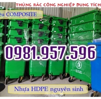 1 Thùng rác nhựa 660L, xe rác công nghiệp 660L, xe rác nhựa