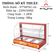 5 Tủ giữ nóng thức ăn, thực phẩm tiện ích 3 khay, TRƯNG BÀY ĐẸP, Tủ giữ nóng bánh mỳ, gà rán